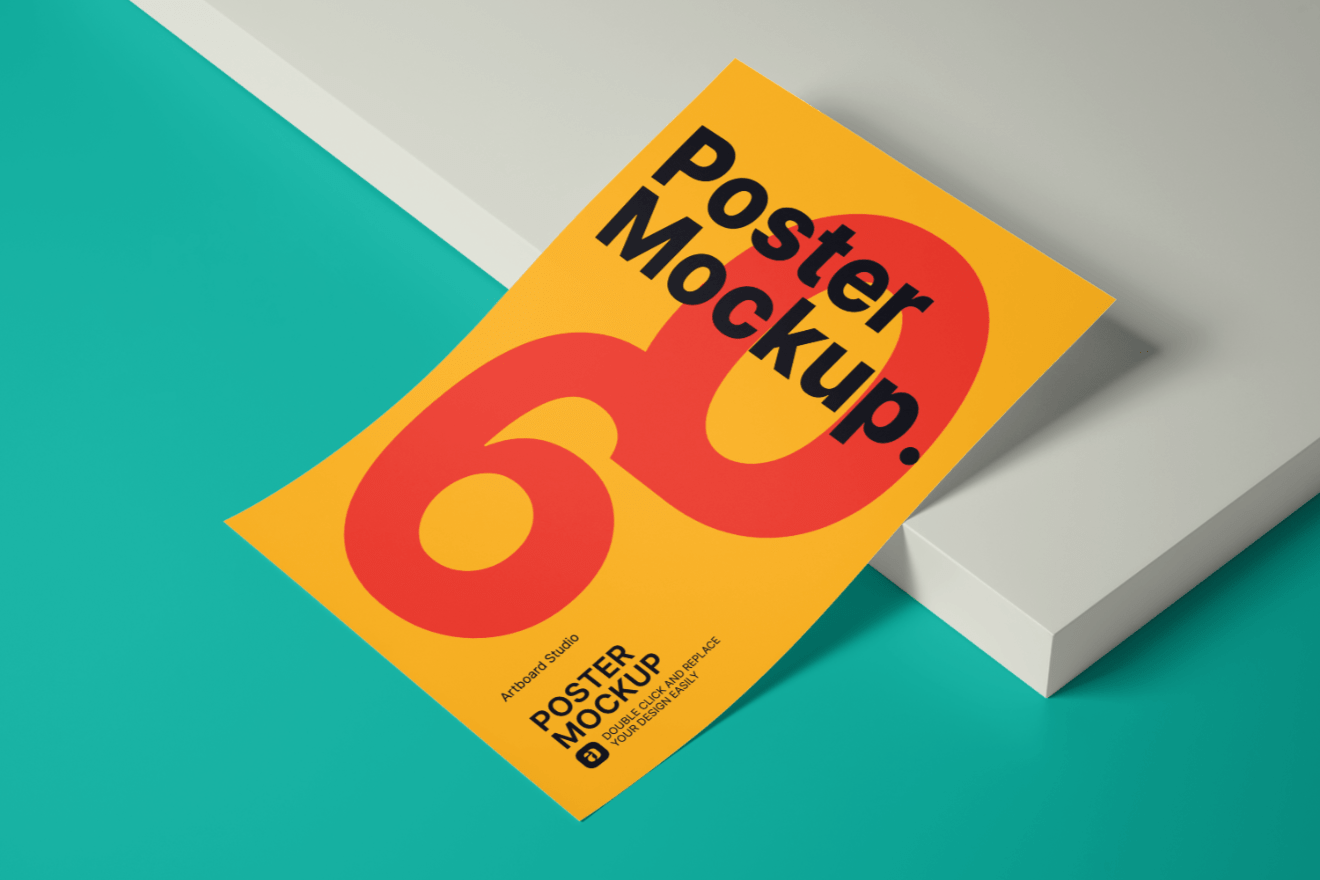 Latest source of free poster mockup psd templates online! High Angle Perspective Poster Mockup Template