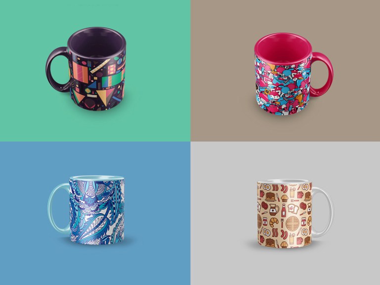 A set containing two styles: 4 Free Coffee Mug Mockups Psd Psdblast