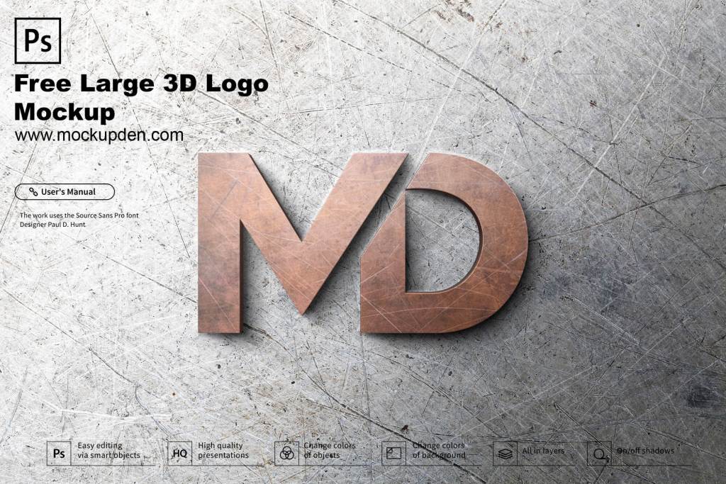 30+ Download 3D Text Logo Mockup Psd Free&nbsp;PSD